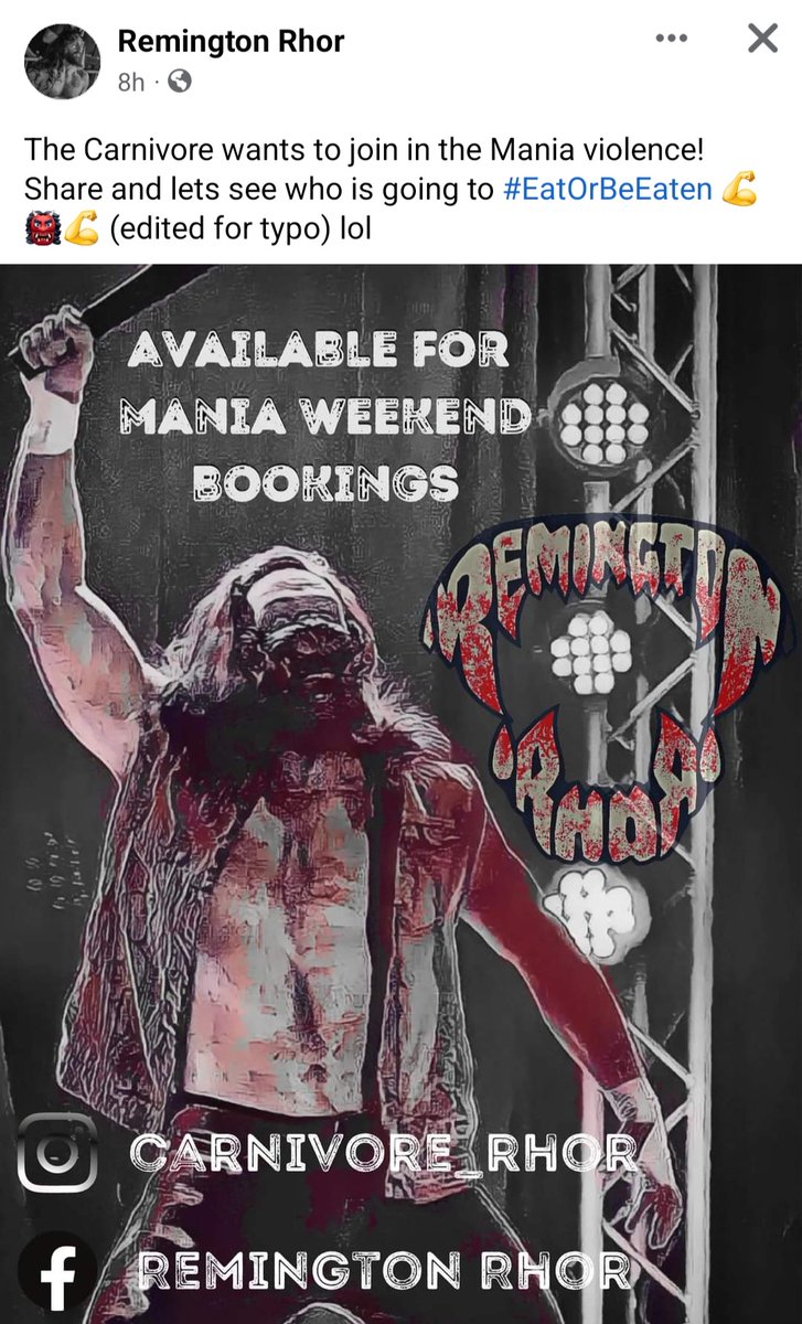 sbretton82's tweet photo. Any company running shows during #WrestleManiaWeekend2022 could definitely benefit from having this incredible beast man Carnivore as part of them! @GCWrestling_ @ICWNHB @wrestlecon @WeAreGloryPro @JoshLBarnett @NJPWofAmerica https://t.co/ZsGDnLIXO9