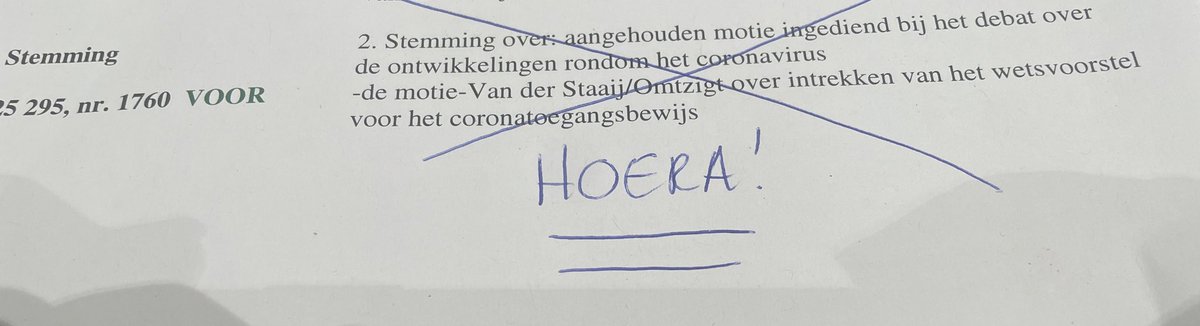 HEEL GOED NIEUWS! Wetsvoorstel 2G van tafel! Dankzij meestemmen <a href="/christenunie/">ChristenUnie</a> met de gehele oppositie! Alleen VVD, CDA en D66 stemden tegen.