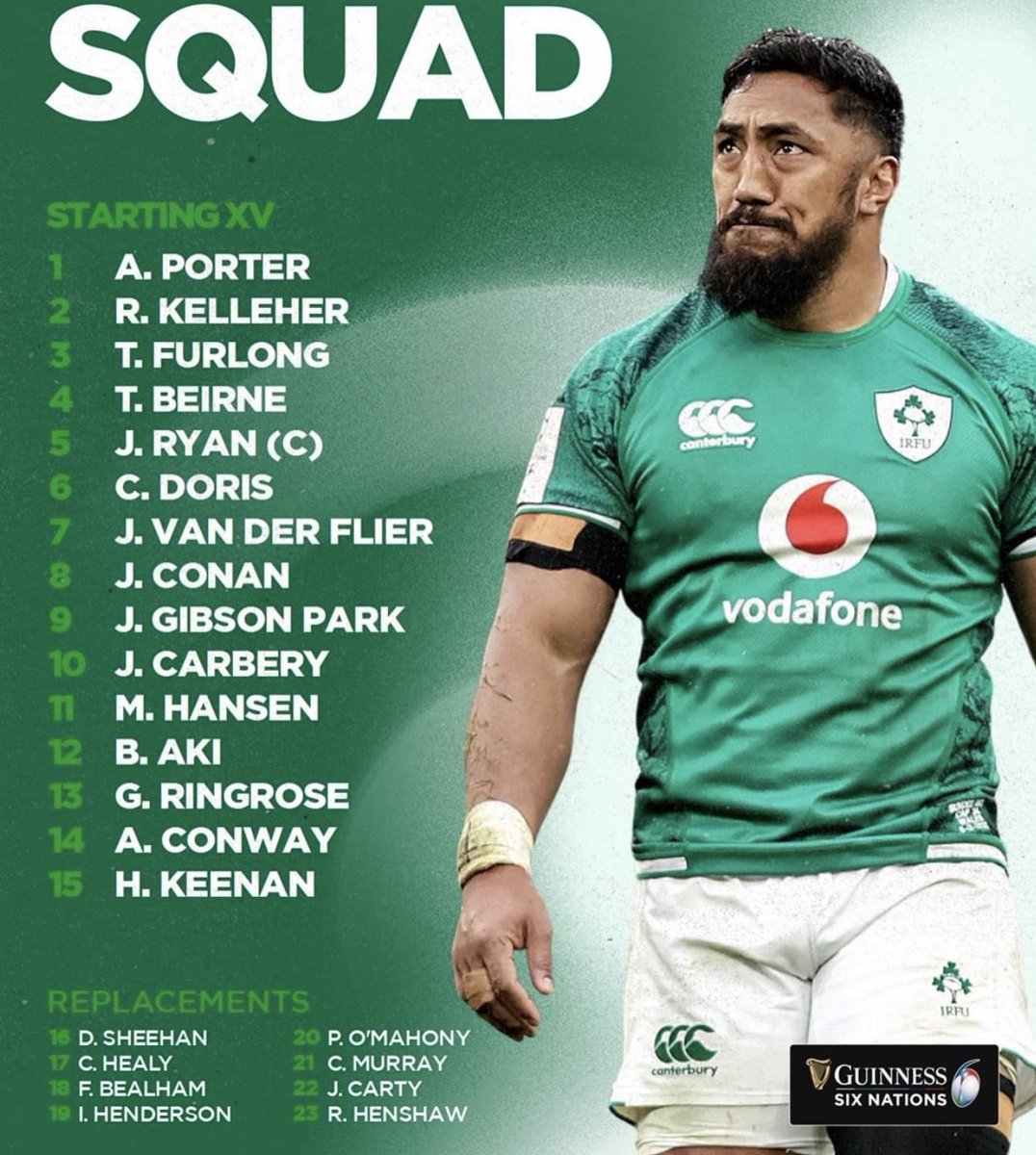 jamieheaslip's tweet photo. Thoughts on @IrishRugby squad for the @SixNationsRugby game against @FranceRugby this weekend? https://t.co/KOzKFs4Juo
