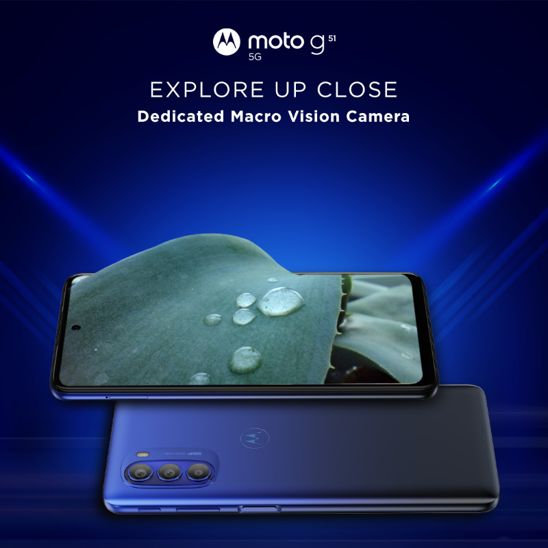 motorolaindia's tweet photo. Make every shot a masterpiece with the #motog51 5G! It comes equipped with a  remarkable 50MP Quad Function Camera, an 8MP Ultrawide &amp; Depth and Macro Vision Camera. Head to @Flipkart and get yours at just ₹14,999. #GoTrue5G #gomotog