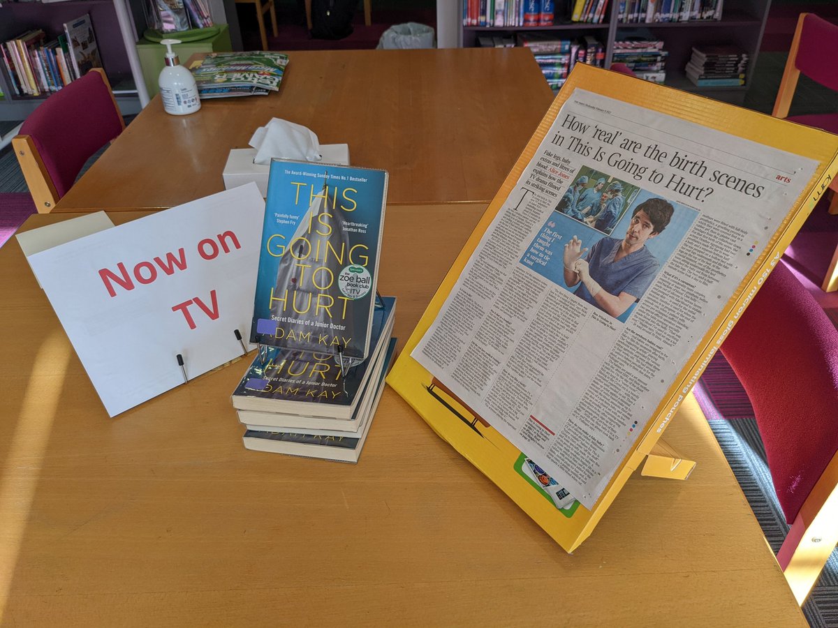 Library_EHS's tweet photo. Why not read the book before watching the TV series? We have plenty of copies! #thisisgoingtohurt  #librarydisplay https://t.co/TqiI2vZwDk