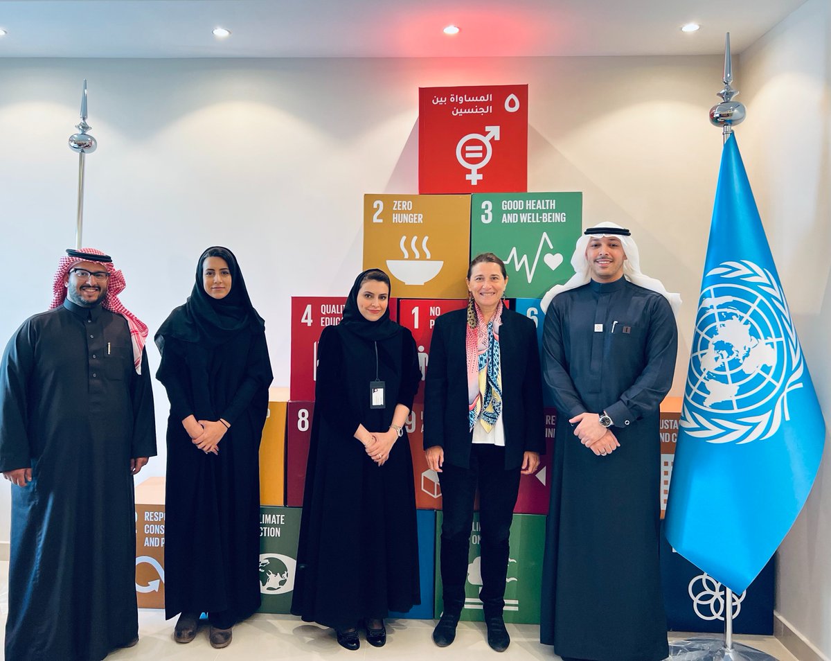 UN_SaudiArabia's tweet photo. Today UN Resident Coordinator @NathalieFustier met with @AlinmaBankSA and discussed potential partnership opportunities in support of accelerating the #SDGs through the private sector in #SaudiArabia https://t.co/2mBr8YwPzo