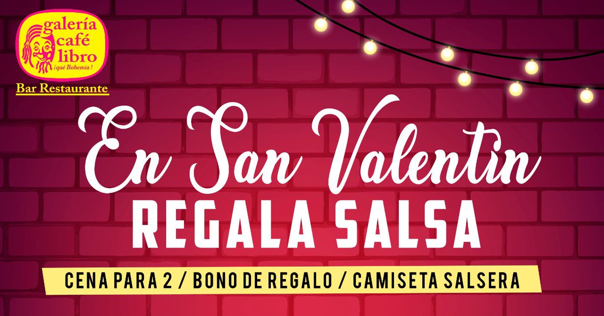 Regala salsa en #SanValentin 💝
Descubre aquí nuestras opciones para celebrar el amor:

galeriacafelibro.com.co/page/programac…