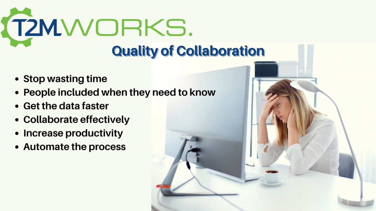 T2MWorks's tweet image. Do you have automated processes to connect people to the information they need without endless emails and mind numbing meetings? Increase productivity and revenue for your business! ow.ly/Xyuk50HnaGR

#collaborationframework #qoc