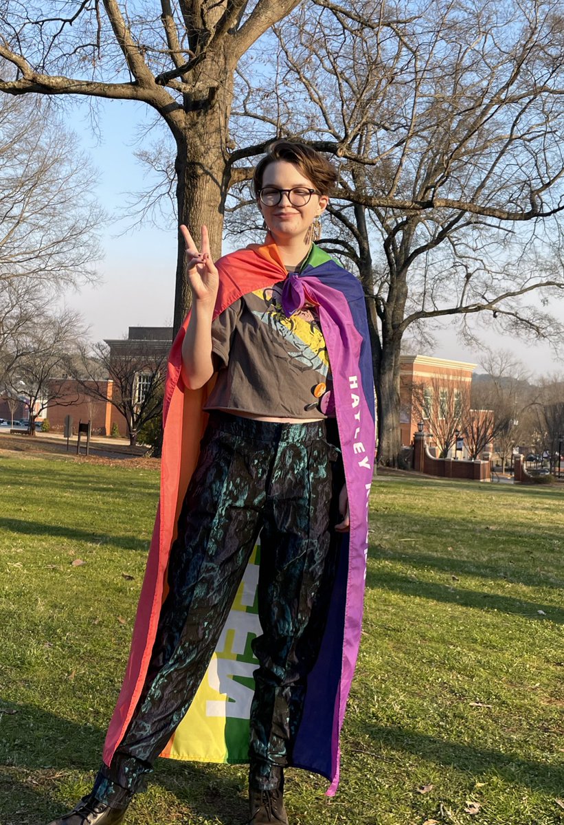 radicallyrobin's tweet photo. Queer Power Looks Like This 🏳️⚧️✌🏻🏳️🌈 Overnight, I organized a Peaceful Pride Protest & then pulled it off without any major hitches in the afternoon. My heart is boundless. #umspectrum #montevallo #pride #transrights #PeacefulProtest #danceprotest https://t.co/VKCvzygPkv