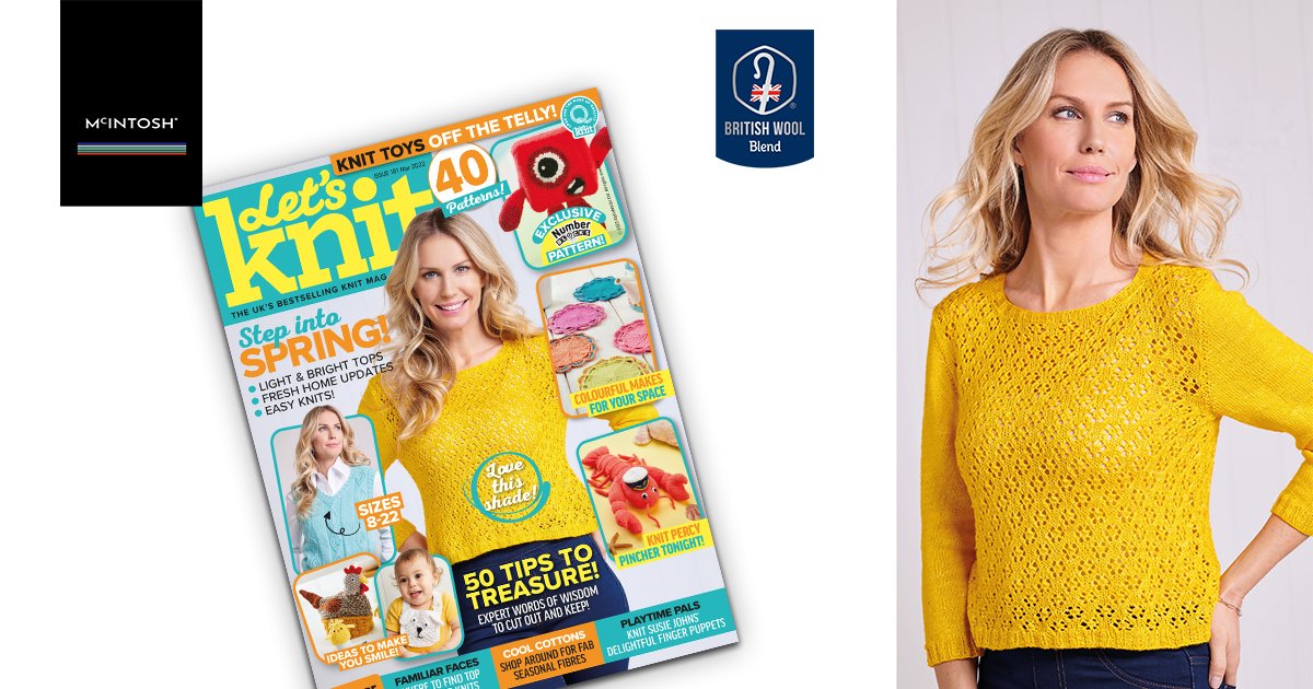 knitmcintosh's tweet image. Fabulous by McIntosh is on the front cover of @letsknitmag magazine issue 181 published today.

A beautiful spring and summer top Designed by Anniken Allis using FABULOUS by McIntosh in 4-ply in colour-way: Miraculous - the pattern is graded into 5 sizes.
l8r.it/3Sd6