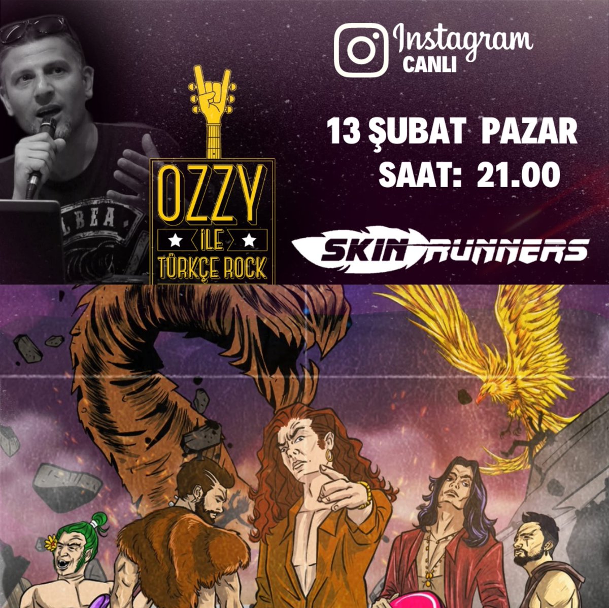 ozzyiletrrock's tweet photo. Pazar 21:00'da #skinrunners la #sevgililergünü özel programı💥
https://t.co/cq2hEqJwV8 adresinden canlı yayın🤘🏻
@selbond007 @bartugulhan @rapor2 #ozzyileturkcerock https://t.co/9wJXZGhoUQ