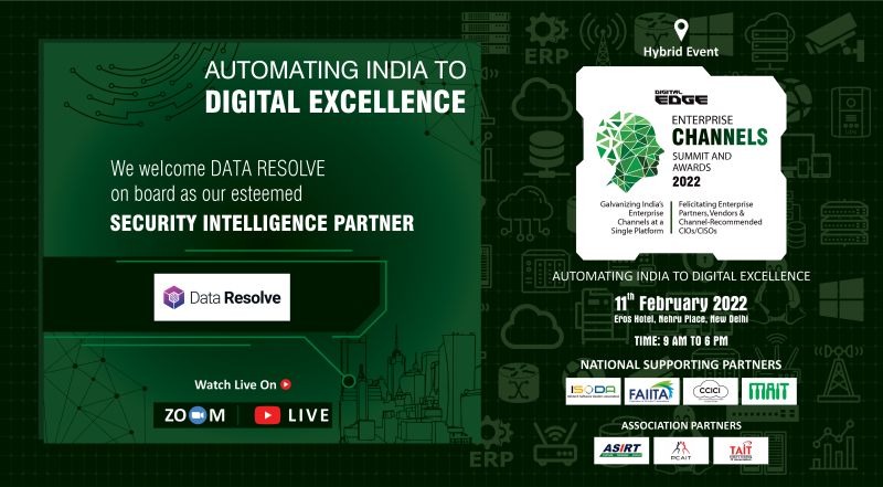 DigitalEdgeMag2's tweet image. We welcome the onboarding of DATA RESOLVE as our esteemed SECURITY INTELLIGENCE PARTNER for the DIGITAL EDGE ENTERPRISE CHANNELS SUMMIT &amp;amp; AWARDS 2022 to be held on 11th February 2022 in New Delhi.
Please register: lnkd.in/g7YFCfTz
#india #cybersecurity #computernetworking