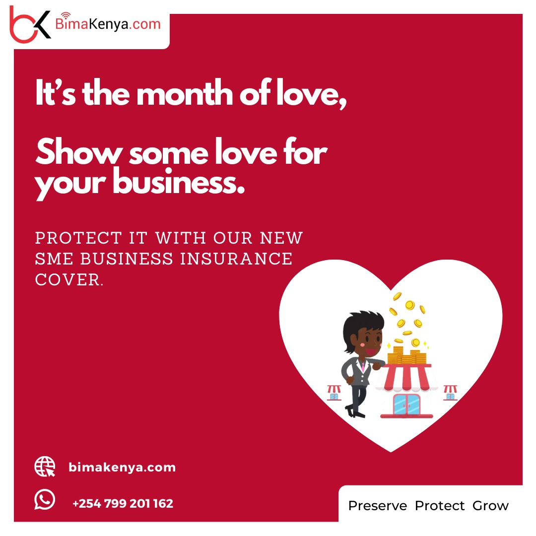 bima_kenya's tweet photo. Your business can be your loved one too. Gift it with our SME Insurance cover and be at ease with whatever happens to it. 

Get a frees quote at >> +254 799 201 162 

#BimaKenya #SMEInsurance #insurancecover #insurance #Nairobi #Feb #home #love #income #tips #monthoflove #gifts https://t.co/CLC8RdSby3