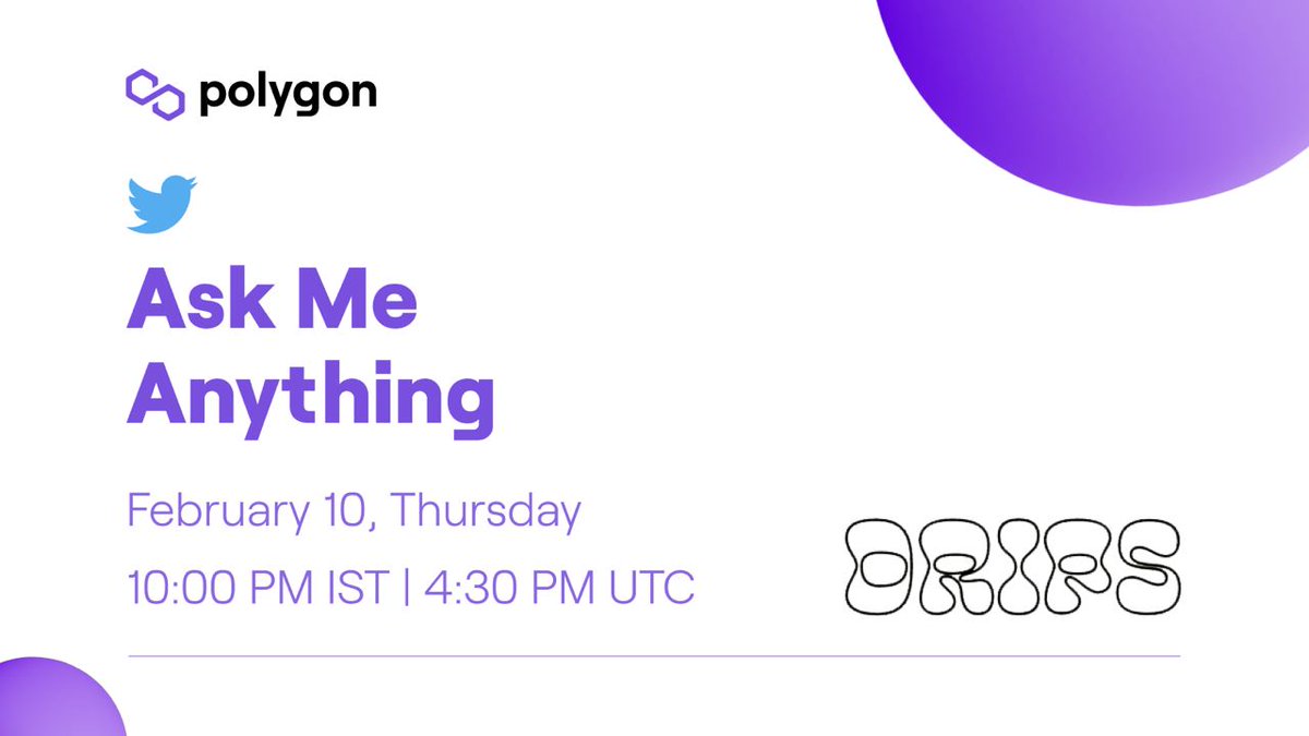 dexvraio's tweet photo. 📣Join #AMA with @0xPolygon &amp; @Dripsnetwork, a Web3 protocol for generating recurring income, using tokenized subscriptions and memberships

📆Feb 10, 10 PM IST

🔽Join here
https://t.co/wW2qpLM0zl
#PolygonSpace #Polygon https://t.co/8DwEKEdWXe