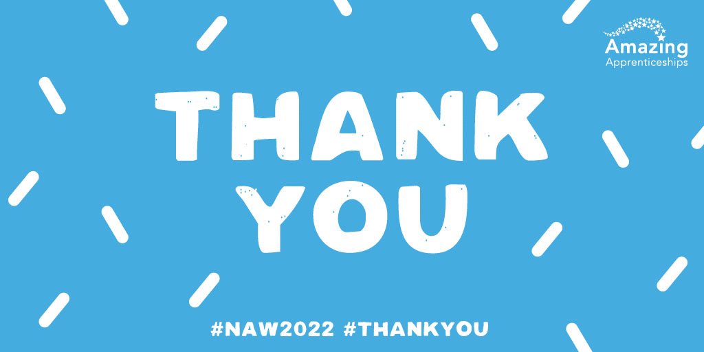 AmazingAppsUK's tweet image. It&apos;s  day 4 of #NAW2022 and Thank You Thursday!

We work with a wide range of people so we want to take this opportunity to say #ThankYou to teachers, careers advisers, employers, apprentices, training providers and everyone else who helps to spread the #apprenticeship word!