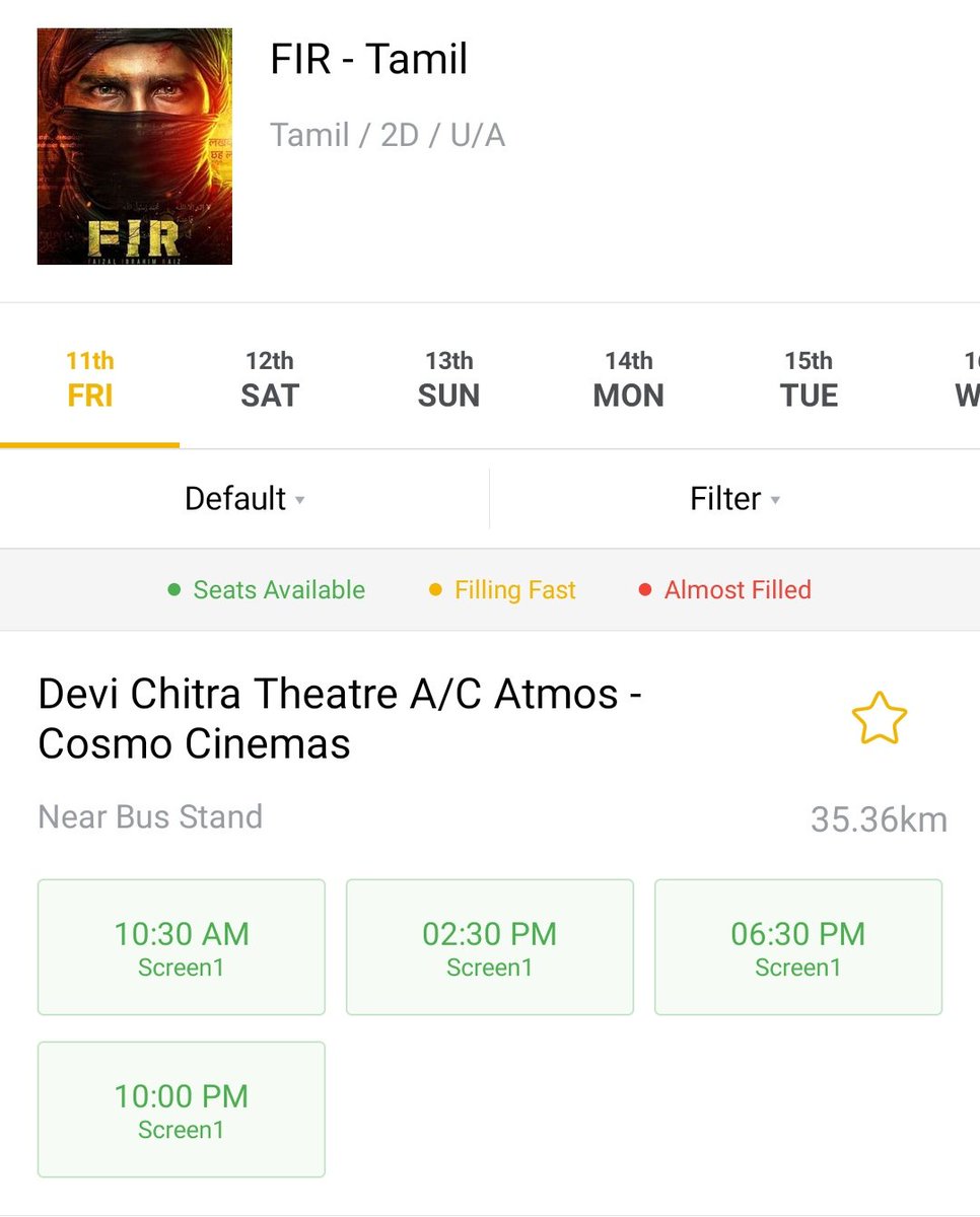 PerunduraiCosmo's tweet photo. #FIR Bookings open @PerunduraiCosmo A/C [PRO VA - 4K | 2K DOLBY 7.1]

SCREEN 1
Show begins @ 10:30 AM | 02:30 PM  | 06:30 PM | 10:00 PM

Ticket Price Rs.150/- &amp; Rs.120/-

Book Your Tickets Now @Paytm @TicketNew Site &amp; App.

#Perundurai #CosmoCinemas
@siddhu_viva @zeoncinemas https://t.co/je3Z7pwDua