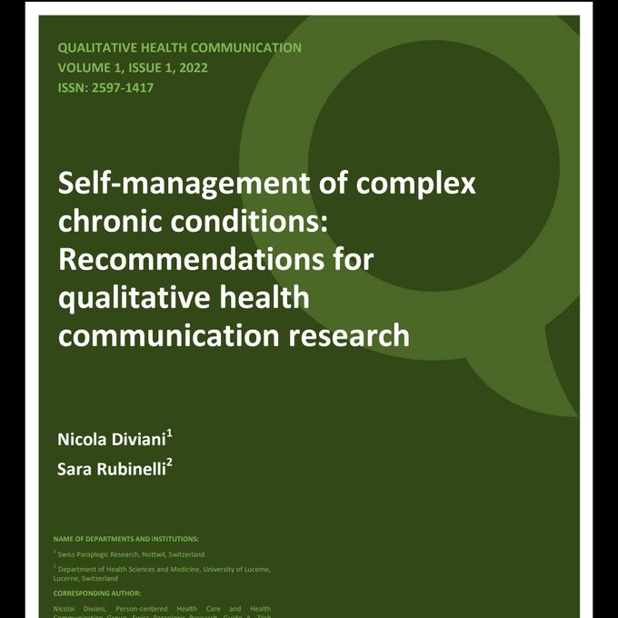 QHCjournal's tweet photo. Out now: Self-management of complex chronic conditions: Recommendations for qualitative health communication research  

https://t.co/ORm7R0oRA1

Nicola Divani 
@RubinelliSara

#selfmanagement #healthcare #healthcomm #chonic #openaccess https://t.co/XK5UCSbsB0