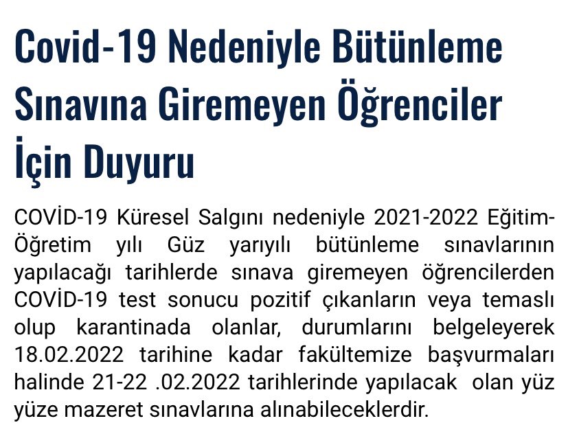 Covid-19 Nedeniyle Bütünleme Sınavına Giremeyen Öğrenciler İçin Duyuru 📢 #bütünleme #covid_19 <a href="/aksarayedutr/">Aksaray Üniversitesi</a> <a href="/profyusufsahin/">Prof. Dr. Yusuf Şahin</a> <a href="/hunluhunlu/">Hüseyin Ünlü</a>