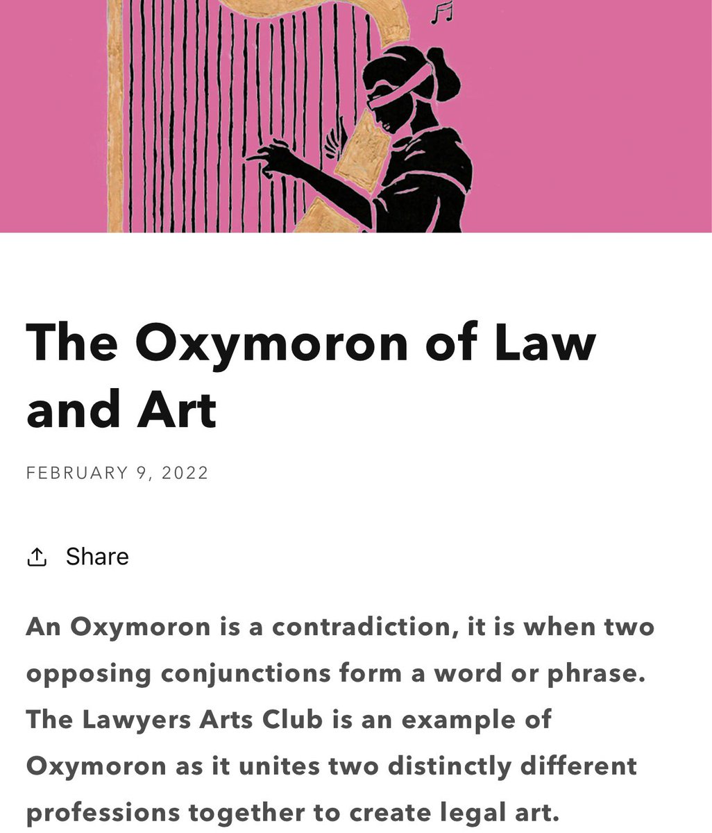 LawyersArtsClub's tweet photo. NEW ARTICLE | Learn more about how we blend two distinctly different professions together to create legal art. #Lawyers #Artists #AcademicChatter #Discussion #Conversation #Oxymoron #LawandArt #News #Article

https://t.co/zJJTasPQAk https://t.co/vUP9C6k9bj