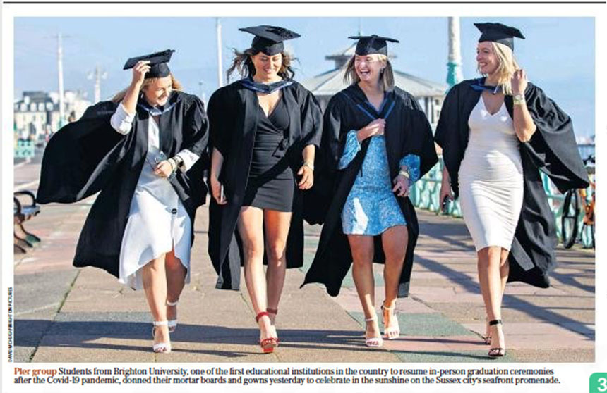 Graduations resume for @uniofbrighton students in today's @Telegraph #Sussex #Brighton @debrahumphris