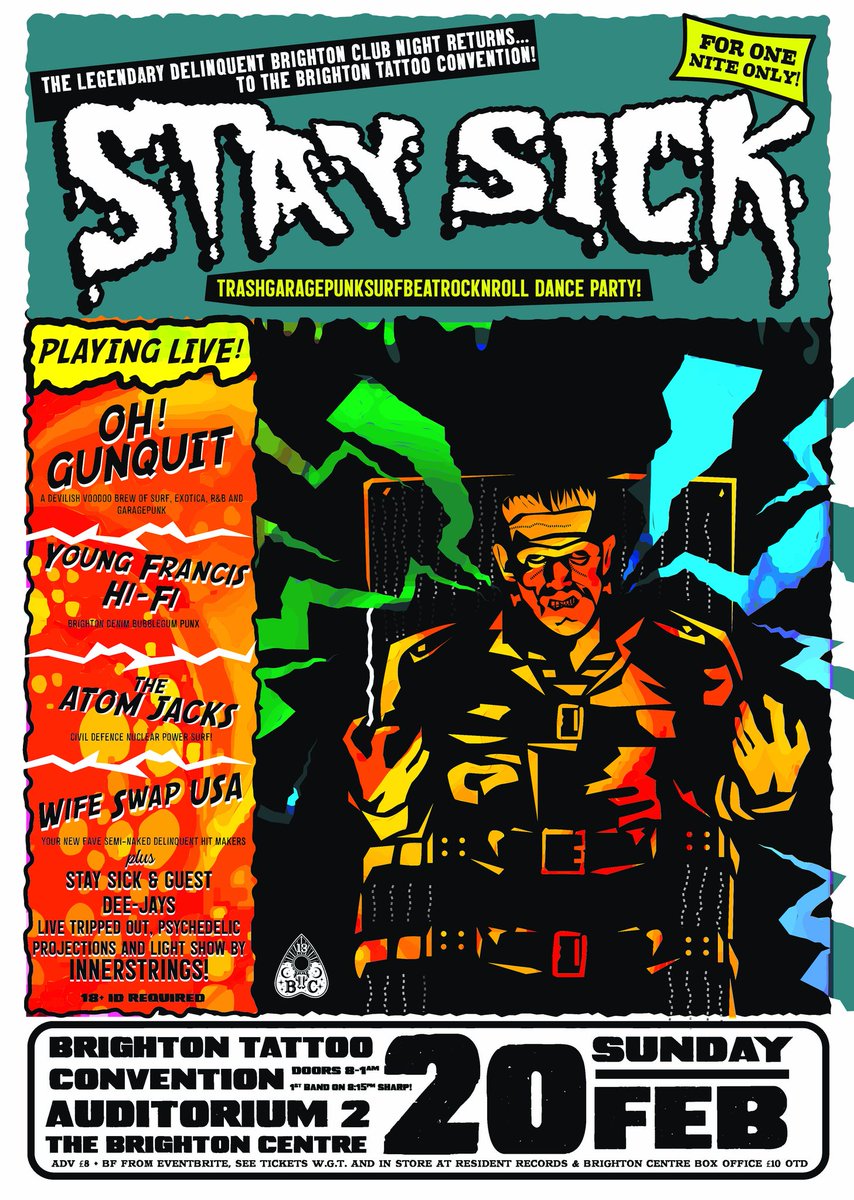 Next show for the Brighton Tattoo Convention- Ace line-up!! @Wifeswapusa @theatomjacks @youngfrancishi-fi ...tix here! &gt;&gt;&gt; fb.me/e/3boatBwyI