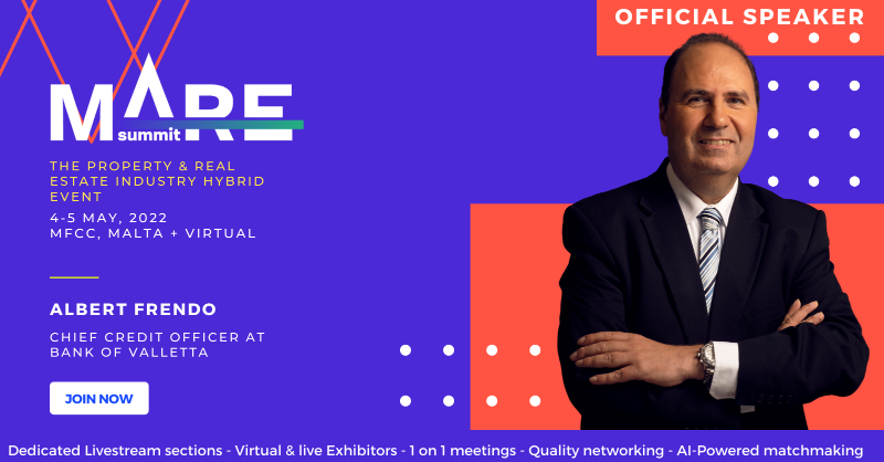 MareSummit's tweet photo. 📢 We are Honored to announce that Albert Frendo, Chief Business Banking Officer at Bank of Valletta plc (@BOVtweets), will take part of #MARESummit 2022. 📢 

MARE Summit the #Property and #RealEstate #industry event

📆 4th - 5th MAY, 2022 | Live (MFCC #Malta) + #Virtual