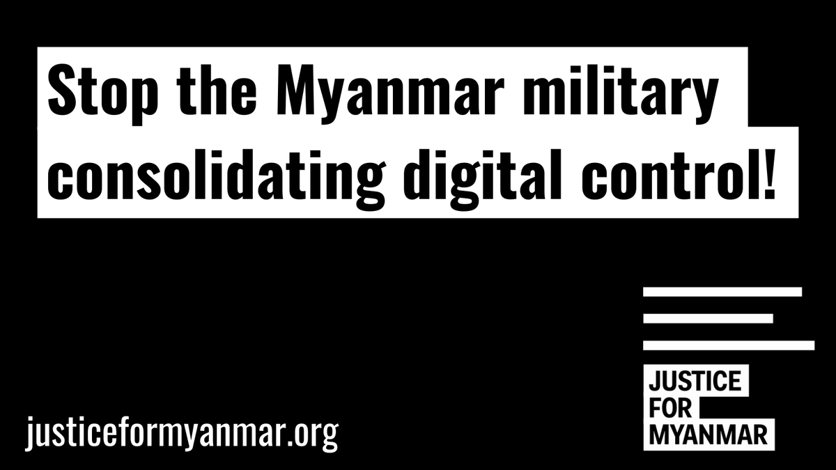 JusticeMyanmar's tweet photo. Resist Myanmar's digital coup! 

We jointly call on telco &amp; tech companies in #Myanmar to immediately implement data protection and privacy safeguards to resist increasing attempts to extend surveillance, censorship, &amp; abuse of rights. Full statement 👉🏽 https://t.co/PqbtklSP7h https://t.co/CAH0q6AQUa