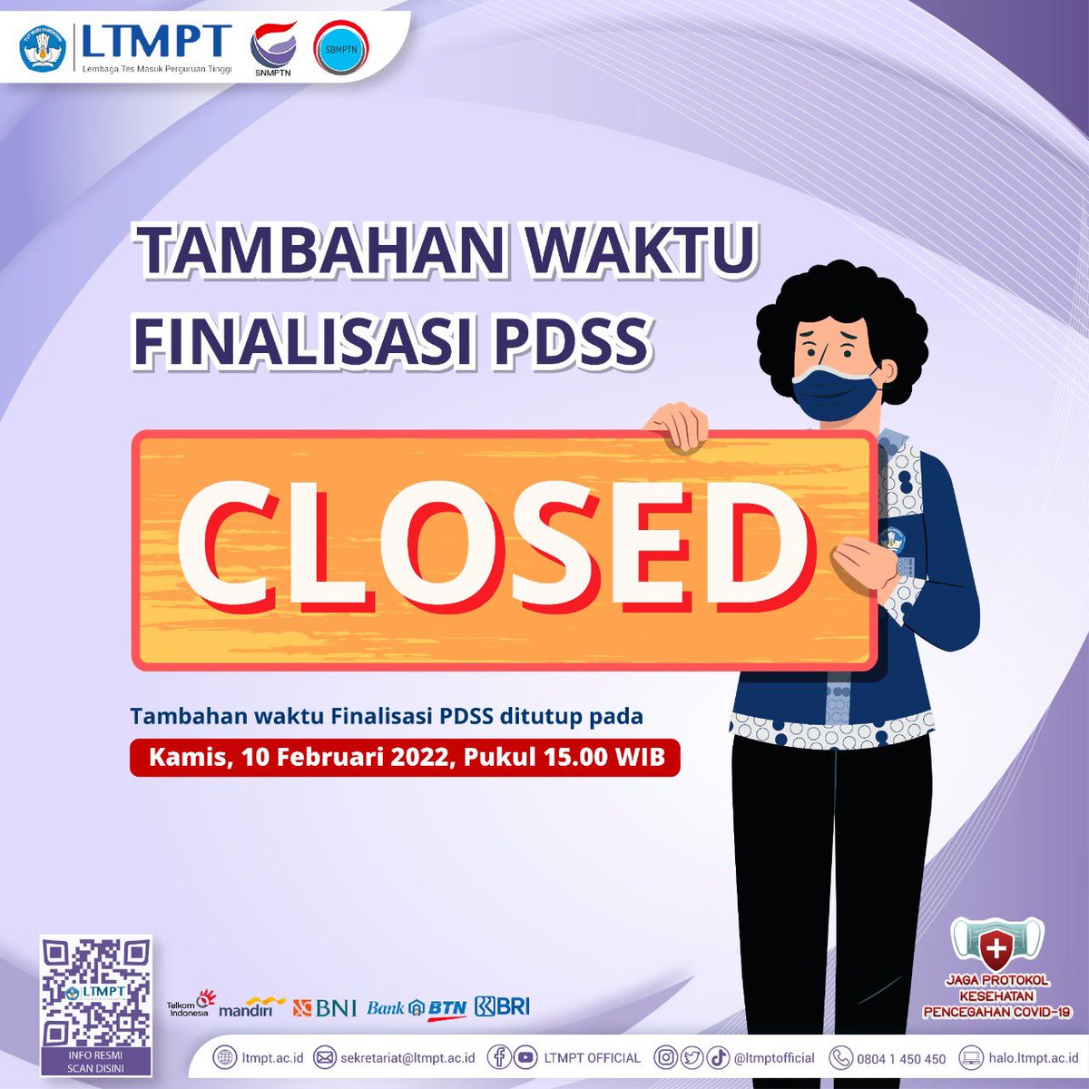 ❗PENAMBAHAN WAKTU FINALISASI KURIKULUM DAN FINALISASI NILAI PADA AKUN SEKOLAH DITUTUP❗

Halo, Calon Mahasiswa Indonesia!

Masa Penambahan Waktu Finalisasi Kurikulum dan Finalisasi Nilai pada Akun Sekolah secara resmi telah ditutup hari ini pukul 15.00 WIB.