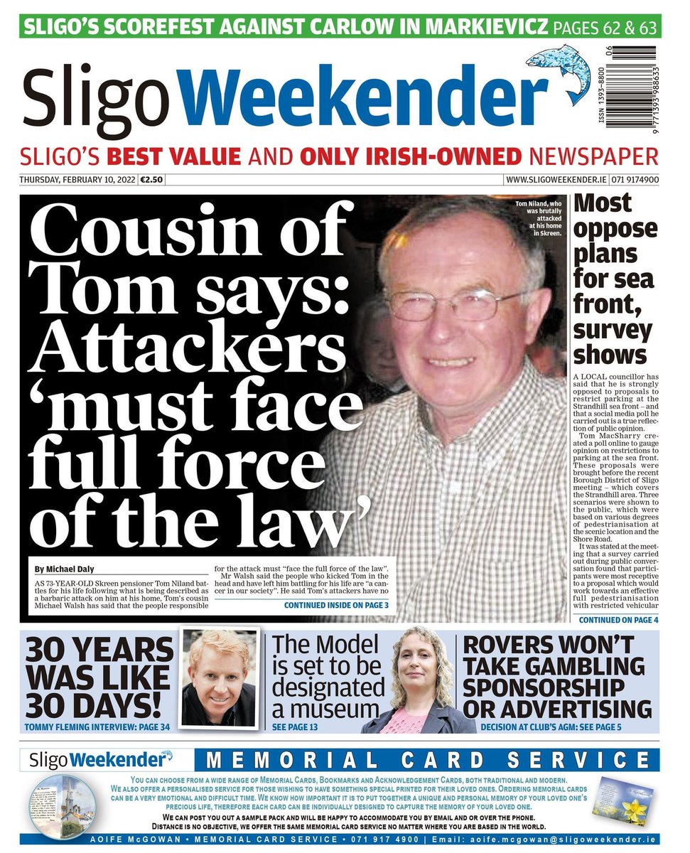 The Sligo Weekender is online and in shops now! Here's a look at this week's front page. SUPPORT YOUR LOCAL NEWSPAPER – PICK UP THE SLIGO WEEKENDER TODAY You can buy the Sligo Weekender online here: pressreader.com/ireland/sligo-…