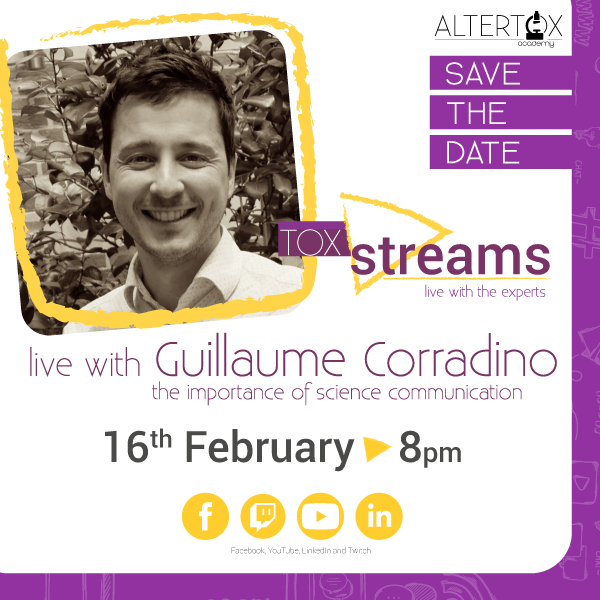 MatteoPiumatti's tweet photo. Only two days to our first ToxStream on science communication at @AltertoxAcademy. Time to prepare your questions for @guicorradino, see you there! #scicomm #live 

https://t.co/7jd7lPNINZ https://t.co/UtI8lCLOwH