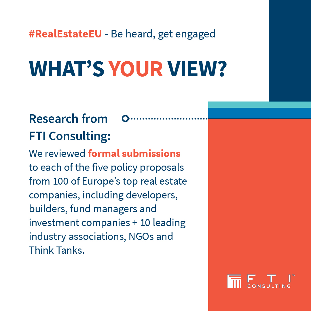 FTIconsultingEU's tweet photo. An FTI Consulting study of 100+ of the largest #RealEstateEU companies indicates engagement in emerging πͺπΊ climate legislation is very low. Itβs also failing to create a share of voice in the media at this critical time. More info π #Fitfor55 #EPBD https://t.co/GLpNOAz3Ex