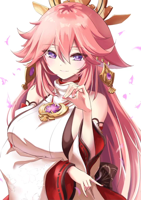 八重神子描きました!
#原神 #八重神子 