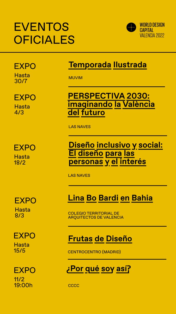 ValenciaDesignF's tweet photo. 🟡 Aquí tenéis la agenda de actividades de World Design Capital Valencia 2022 para hoy jueves 10 de febero. Destacamos la exposición #FrutasdeDiseño en @centrocentro de Madrid, abierta al público desde hoy:
Más info en: ⬇
https://t.co/1CtLI13q4V

#WDC2022
#AgendaWDC2022 https://t.co/tKsvuyRFPD