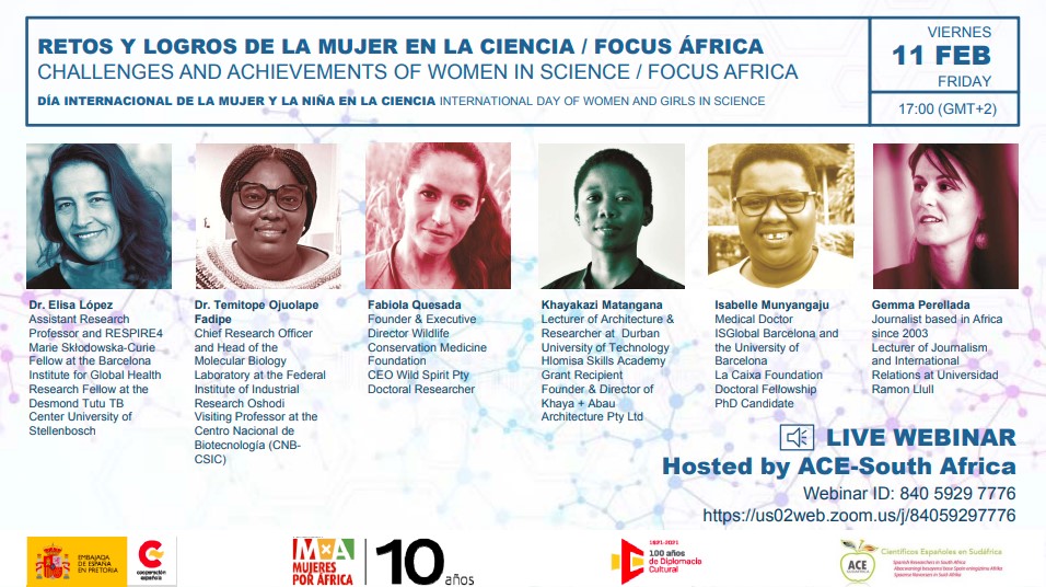 SEinmunologia's tweet photo. 'Retos y logros de la Mujer en la Ciencia / Focus África'. Webinar en directo de @AceSudafrica el viernes 11 de febrero con motivo del #díamujeryniñaenciencia #inmunogirl #mujeryciencia @MujeresxAfrica
👉 https://t.co/DW5AaMtOkj https://t.co/GlKFUf0gZf