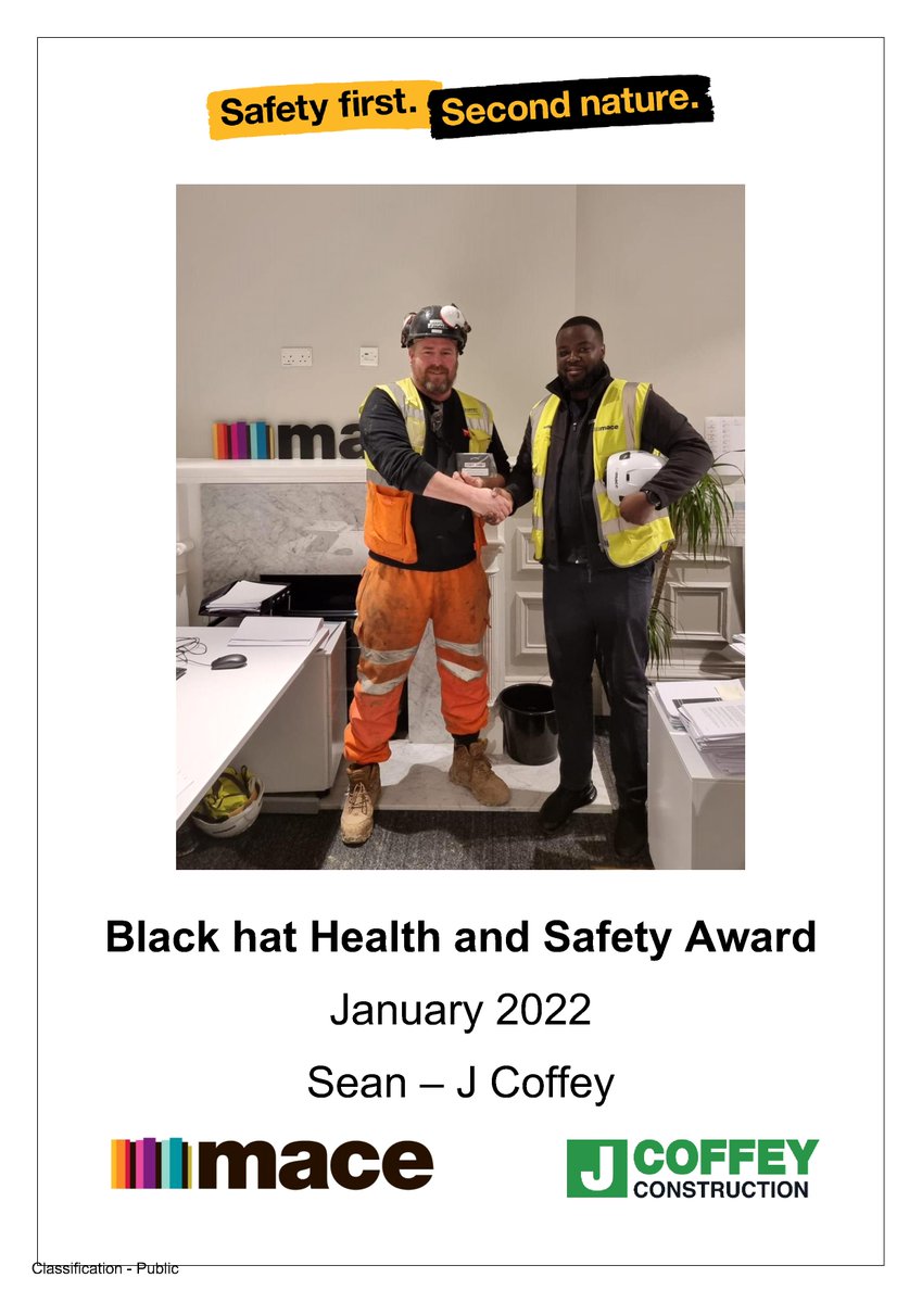 jcoffeyconst's tweet photo. Kudos to our client Mace for their on-going recognition of health and safety on site.

Congrats to Sean, Simon and Martin, the most recent recipients on Berkeley Square.

#constructionnews #healthandsafety #ThinkSafeBeSafe https://t.co/79qxh0hWQX