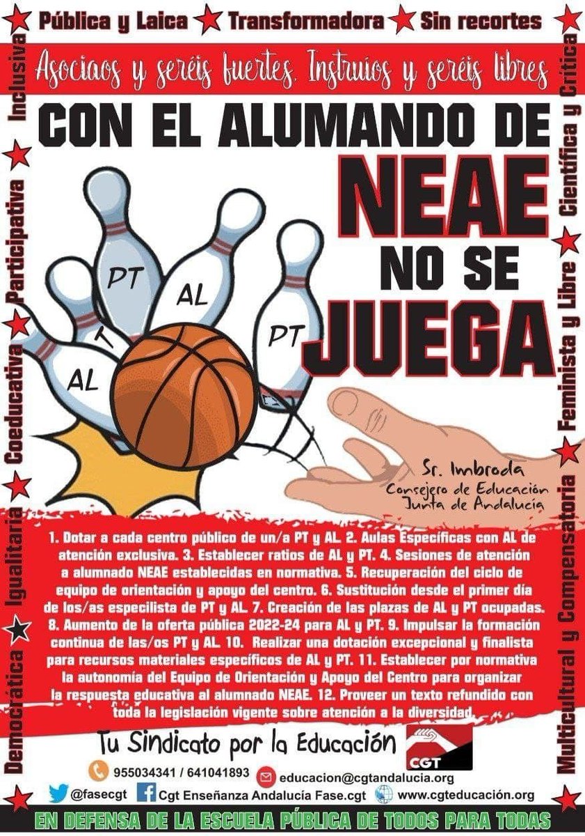 Somos la comunidad autónoma con mayor fracaso y abandono escolar .@JavierImbroda  El alumnado NEAE, está siendo el más perjudicado los efectos de la pandemia provocada por la COVID-19 y por los recortes en el ámbito educativo .@JuntadeAndalucia #EducaciónInclusivaAndaluza