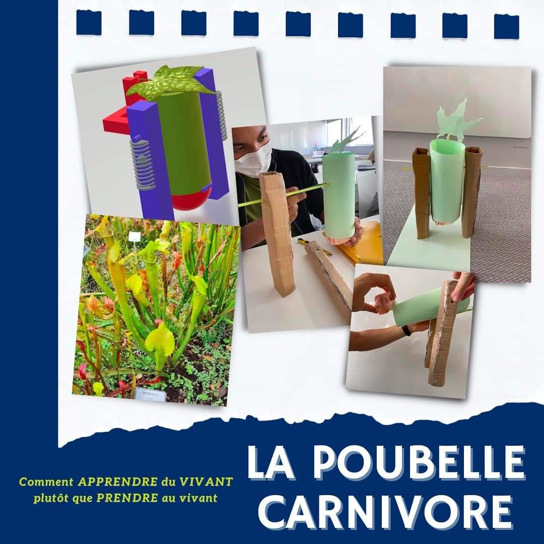 assomind's tweet photo. Et pour ça, quoi de mieux que de visiter le jardin des plantes de #Nantes , puis de créer nos propres innovations biomimétiques ?  
La poubelle carnivore est inspirée du design d'une Sarracenia, caractéristiques hydrophobes des plantes pour être toujours propre! #biomimétisme https://t.co/DbBU4NBlbE