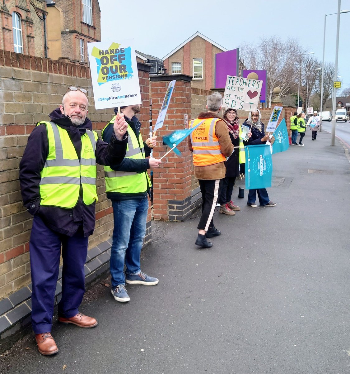 SuttonNUT's tweet image. Great turnout on the picket line at Sutton High today. The trust is trying to take members out of the Teachers' Pension Scheme.