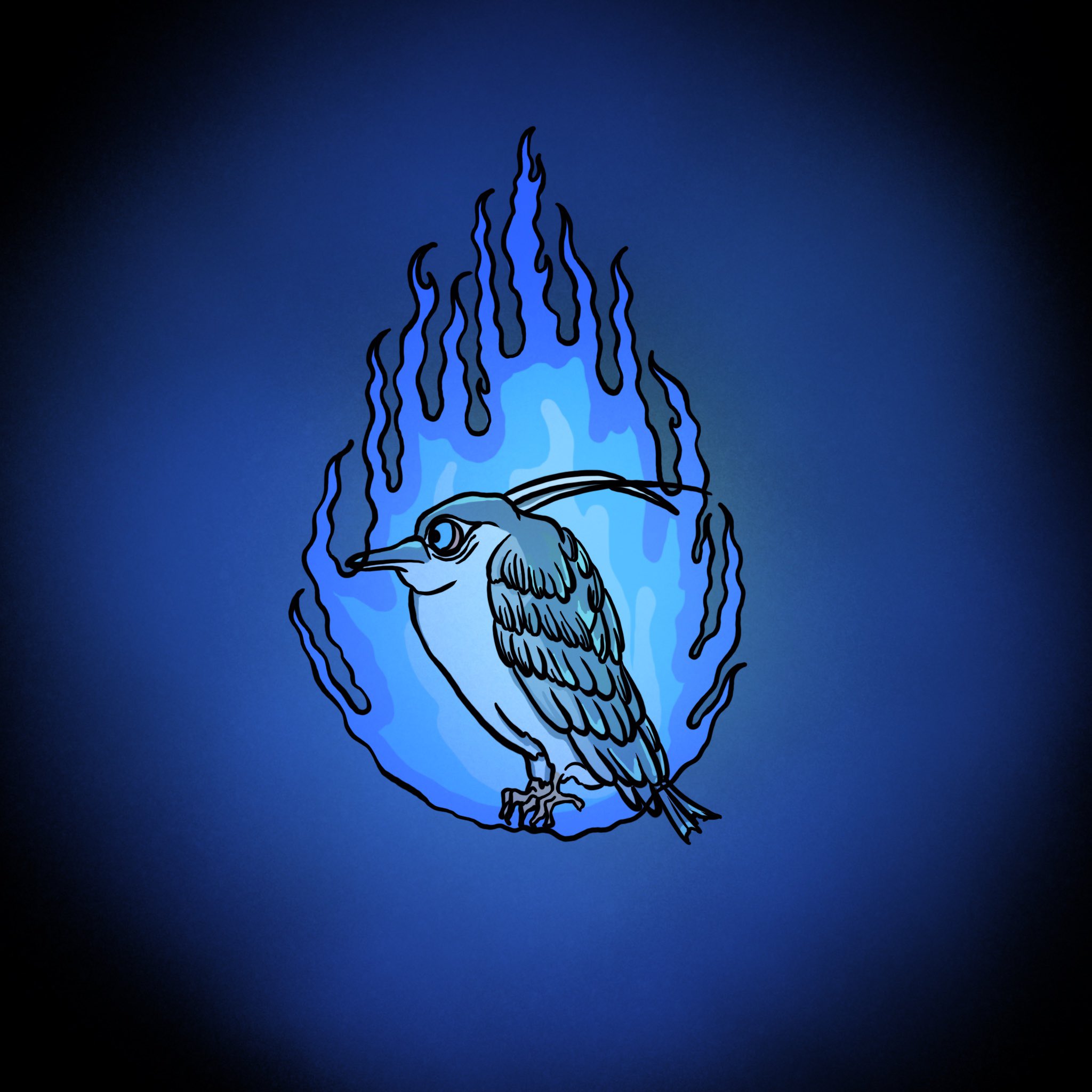 じゅうにんといろ 青鷺の火 青鷺の正体は五位鷺という鳥で 夜に月明かりに照らされて火の玉のように光るという イラスト アート デザイン Illustration ポップアート 絵 イラストグラム 十人十色 Art Artwork Yokai 妖怪 T Co