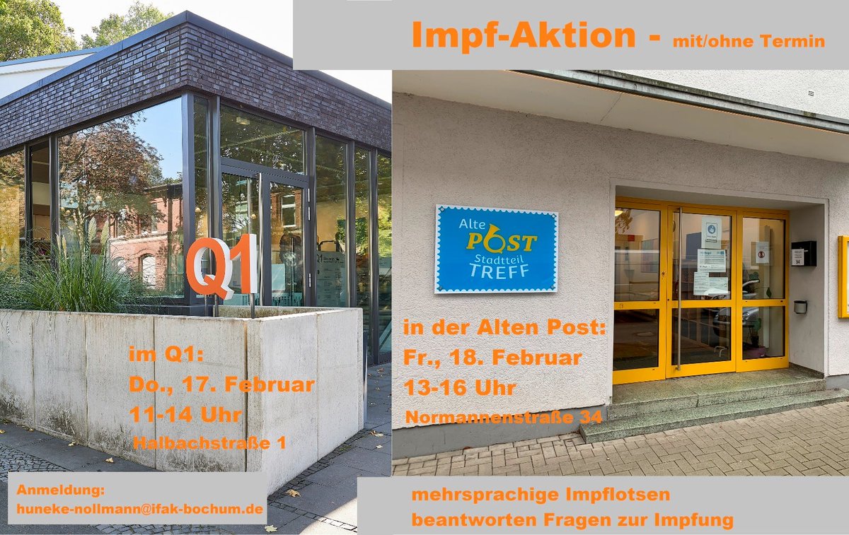 Impfaktion mit / ohne einen Termin am 17. und 18. Februar in Bochum