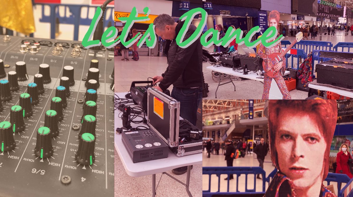 The wait is almost over 😀 - We’re getting things getting ready for our #silentdisco at #LondonWaterloo from 12.45pm today, as part of Celebrate 72. If you’re passing through, you’ll find us between plat 9 &amp; 10 🚆Come on &amp; boogie to #Bowie! #ZiggyReturns