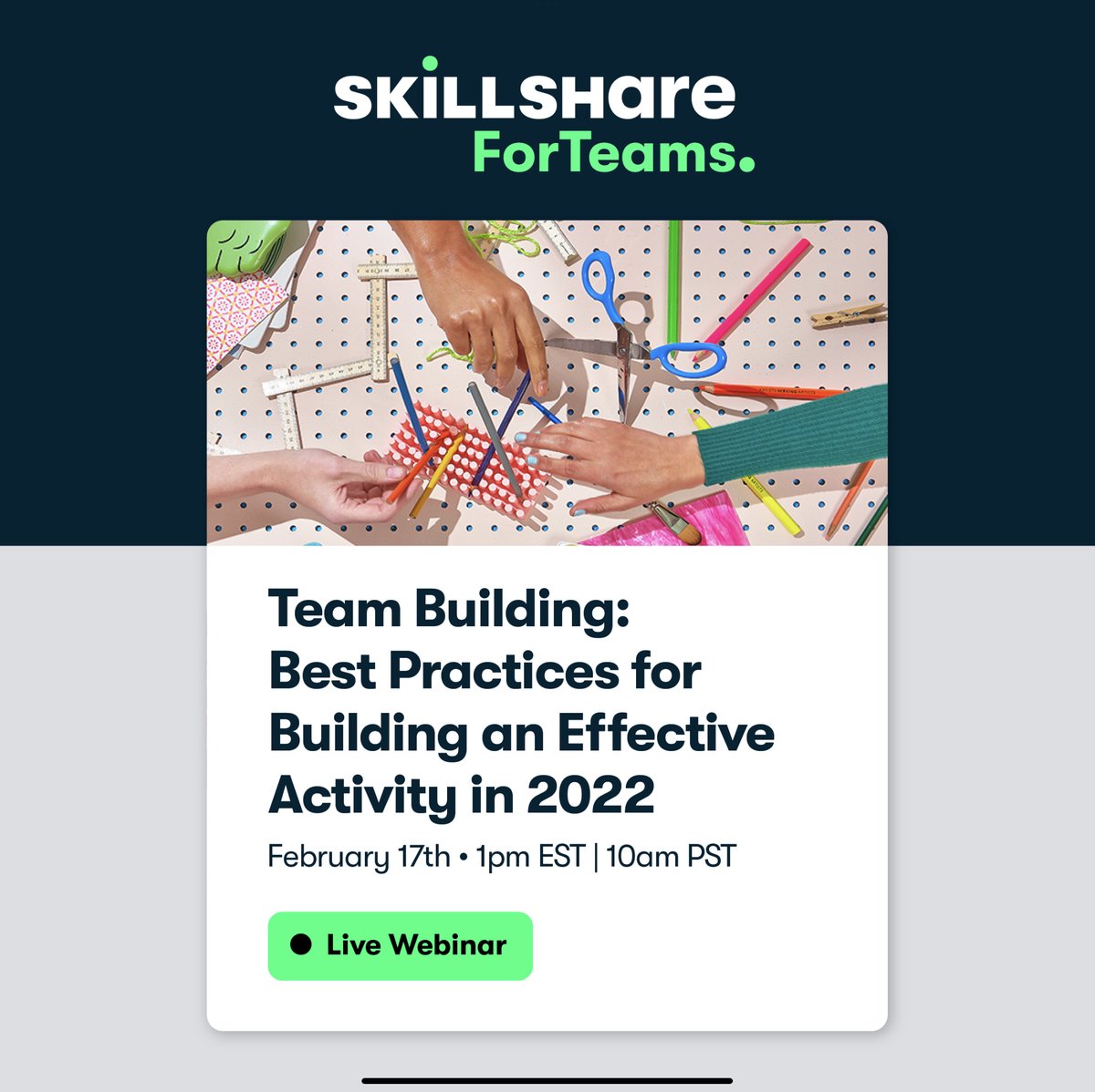 It‘s  tough creating effective #teambuilding activities in a #hybrid work environment.

If you figuring out how to engage your #team in 2022, you’re not alone!

Join me &amp; <a href="/skillshare/">Skillshare</a> to discover how to set your  team up for success!

skl.sh/team-building
