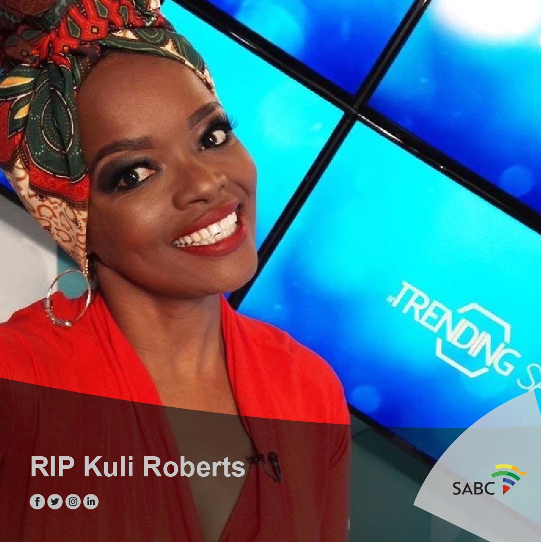SABCPortal's tweet photo. The SABC would like to extend its heartfelt condolences to the friends and family of the media personality Kuli Roberts who has passed away. 

Thank you for your immense contribution to the entertainment industry. 

#RIPKuliRoberts 

Image: Twitter https://t.co/z7N9rZwXCo