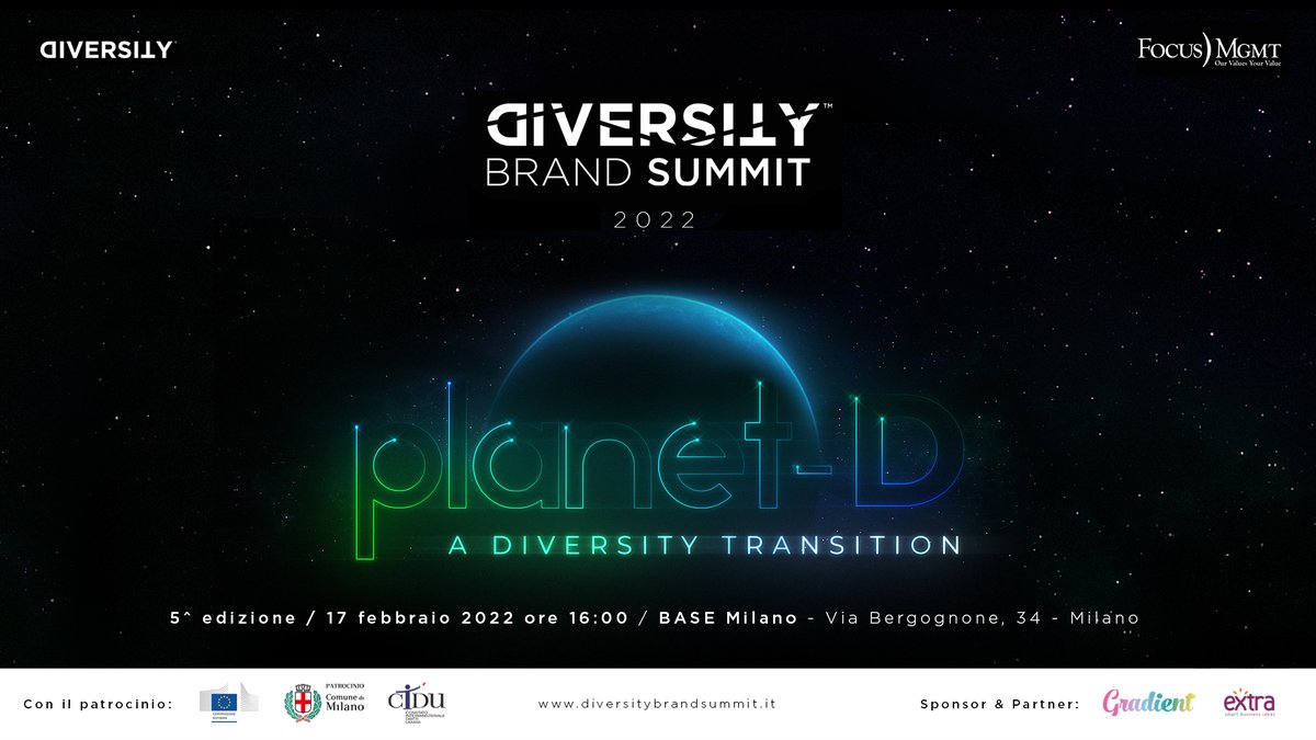 diversitylab's tweet photo. #DiversityBrandSummit torna per la sua quinta edizione l'appuntamento di Diversity e @FocusMgmt_it dedicato a tracciare un quadro delle aziende italiane percepite come più inclusive.
Registrati e seguilo in streaming il 17 febbraio dalle ore 16.00
👉🏻https://t.co/HobfPG1h7K https://t.co/4wN4UUFmKe
