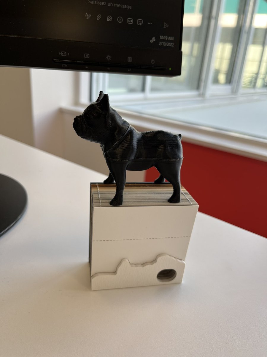 mguadal's tweet photo. After 5 months in the new job I found a 3D printed version of my dog on my desk today 😊 maybe I talk too much about my dog?? 🤔 #SorryNotSorry #frenchton #greatcolleague https://t.co/l7gZt1Ychh