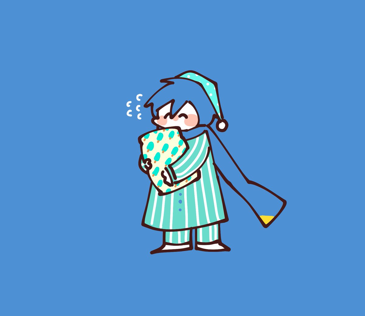 kaito (vocaloid) 1boy blue scarf pajamas scarf male focus nightcap solo  illustration images