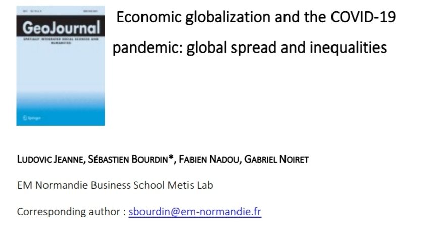 🌍😷New paper published: Globalization
and the geography of economic relations were the main drivers of the spatial structuring and 
speed of the international spread of the COVID-19. #COVID19 #globalization #GeoJournal ➡️ researchgate.net/publication/35…