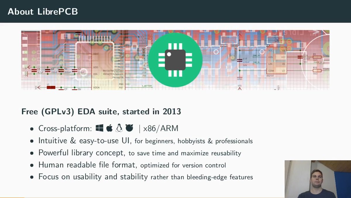 LibrePCB's tweet image. The recording from the 2022 #LibrePCB status update talk at @fosdem is now online: fosdem.org/2022/schedule/…