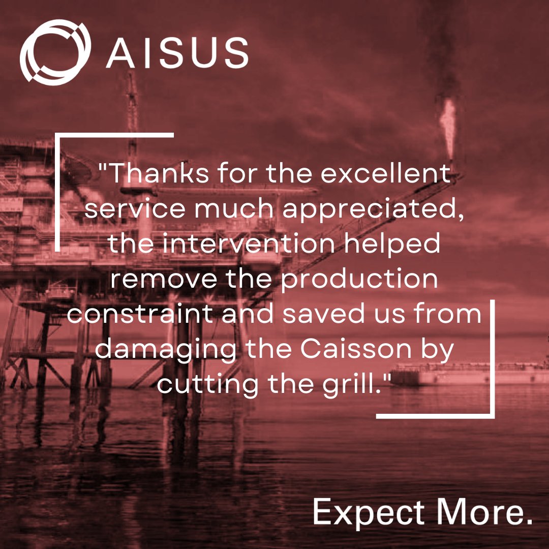 Well done team 👏
Aisus are proud to deliver these high standards! 
Great feedback for the team that mobilised at short notice.

There is a reason we call our team the technical experts for cleaning and inspections.

#experts #savings #oilandgas #ndt #professionals