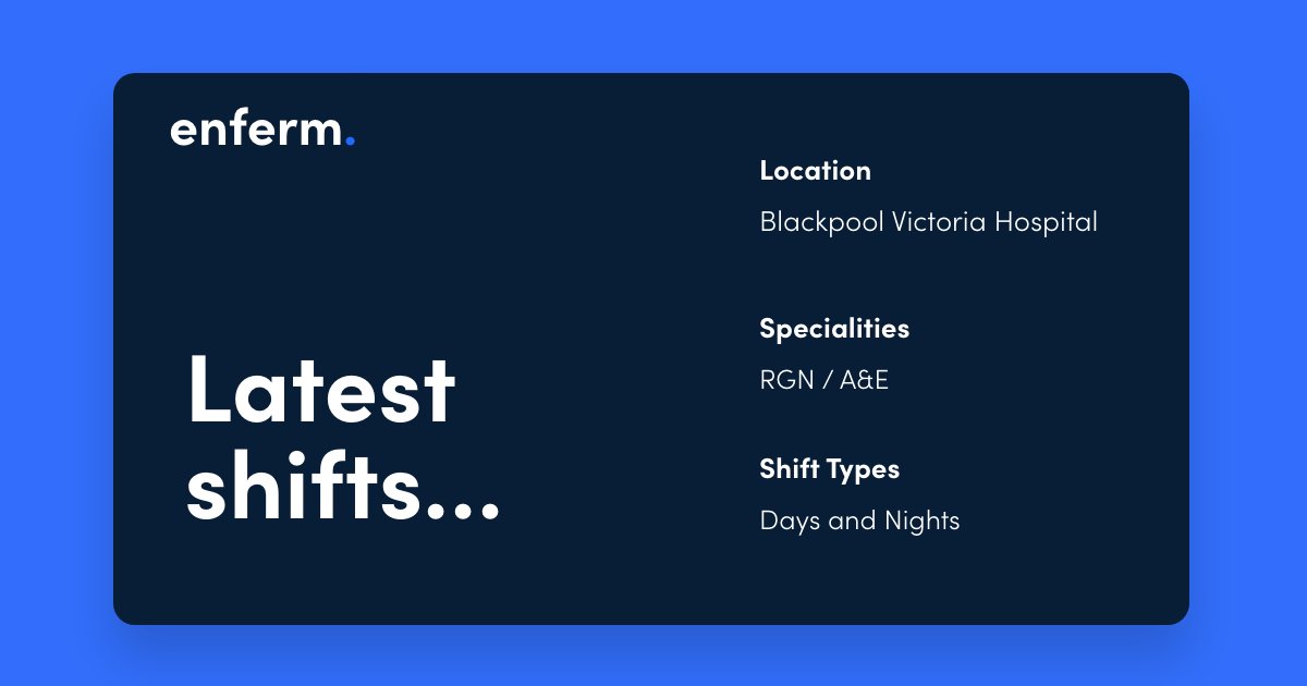 EnfermMedical's tweet photo. We have RGN &amp; A&amp;E roles in the Blackpool area.

For more information or if you would like to register your interest with us, simply contact us, visit our website or send us a DM.

https://t.co/v6iYLLbEZk https://t.co/jWQmkppFfH