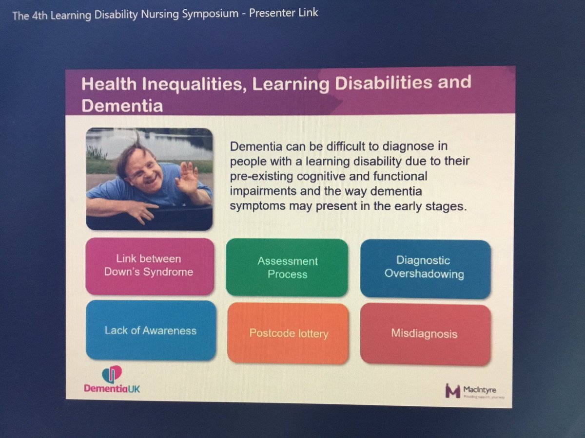 Listening to the #inspirational @jane_nickels #AdmiralNurse @DementiaLD talking about the importance of recognising #EarlyOnsetDementia for people with a learning disability #DiagnosticOvershadowing #LDNsymp #ReducingHealthInequalities #ChooseLDNursing @LDNursingFuture