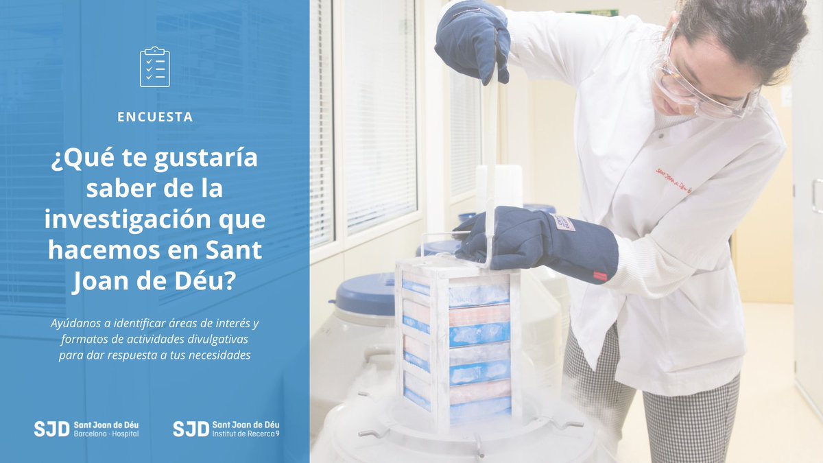 RT <a href="/SJDbarcelona_es/">Hospital Sant Joan de Déu Barcelona ES</a>: 👩🏻‍🔬 ¿Conoces la actividad de investigación de Sant Joan de Déu y el <a href="/IRSJD_info/">Institut de Recerca Sant Joan de Déu</a>? ¿Te gustaría conocerla mejor?

👇 Responde esta breve encuesta ¡Si sabemos qué temas de investigación en #pediatría te interesan más, diseñaremos conten…