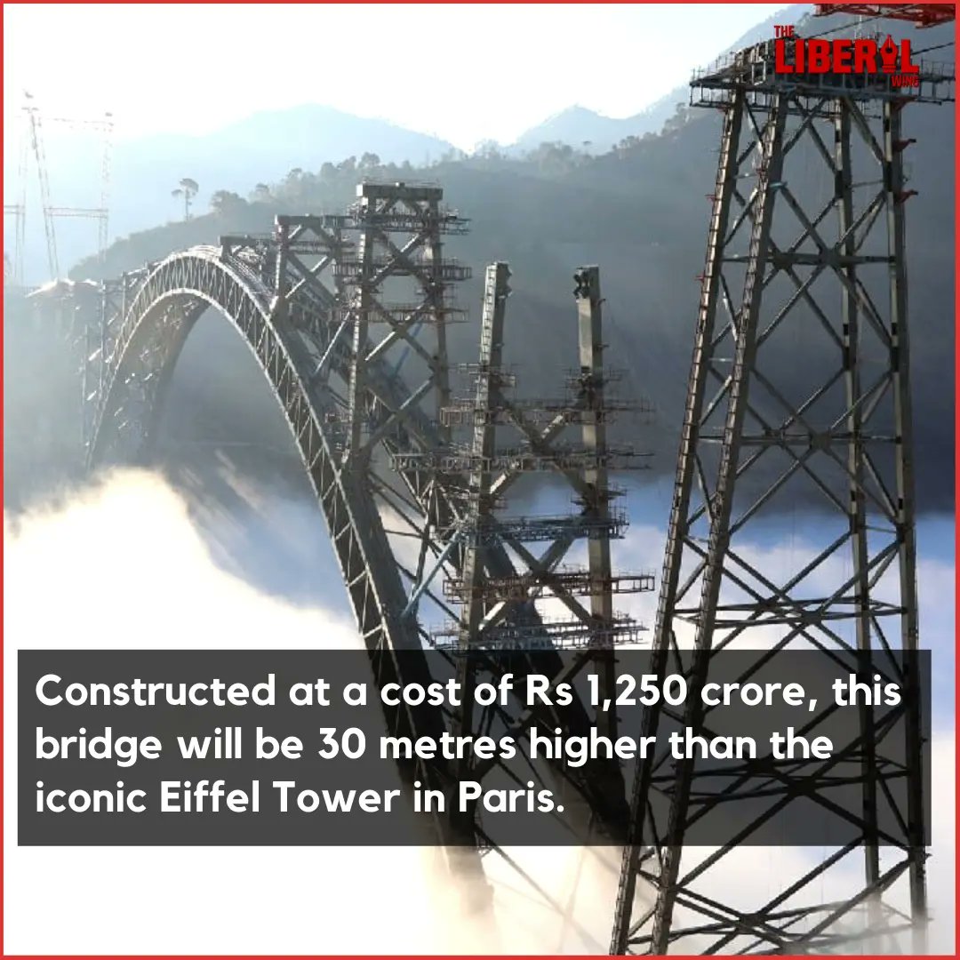theliberalwing's tweet photo. Take a look at the stunning pictures of the Chenab bridge, which is the world’s highest railway bridge in Jammu and Kashmir.

#highestrailwaybridge #chenabbridge #indianrailways #jammukashmirtourism #railbridge #indiarailway #chenabvalley #kashmirtourism #IndianRailways https://t.co/wfKm0y2bv2