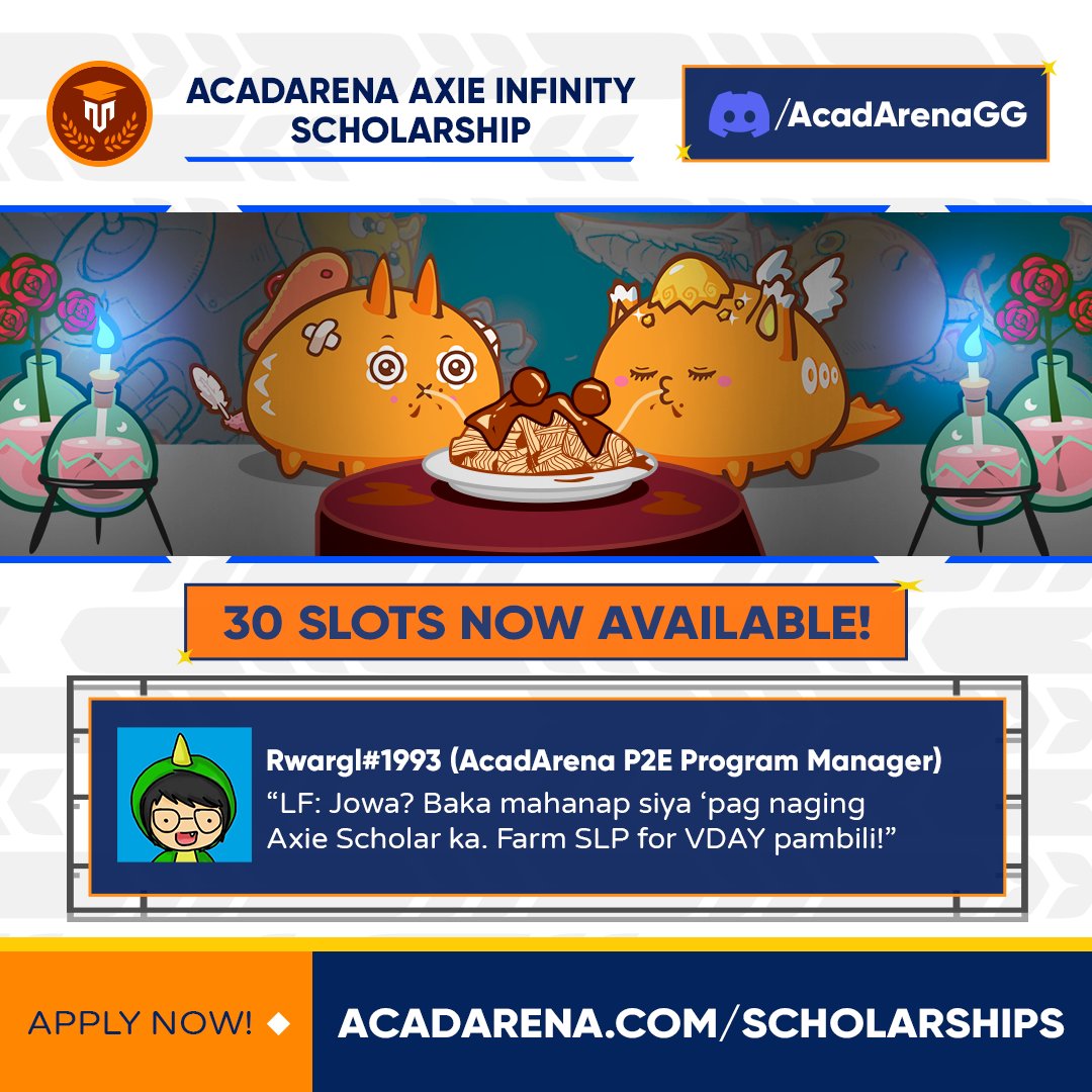 acadarena's tweet photo. Self Love Potions > Maghanap ng jowa 💞 Apply ka rito: https://t.co/PiGMZttRDM

Single ka man o hindi, mas masaya maging AcadArena #PlayToGrad 🎓 Scholar!

💗 LF: Ka-duo? Find "the one" in our Discord: https://t.co/zxxX9oZWdB

#NotJustPlay https://t.co/oK2wGC7UwS